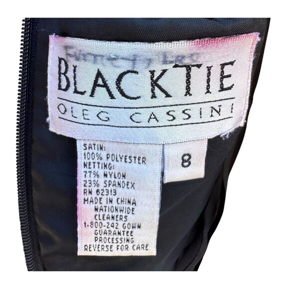 Oleg Cassini Black Tie Vintage Black‎ Beaded Evening Gown Sheer Floral Dress - Picture 2 of 14